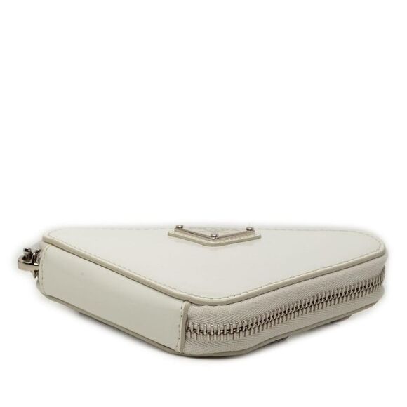 Pre Loved prada Triangle Pouch with Chain Women White Crossbody Bags - Picture 3 of 7
